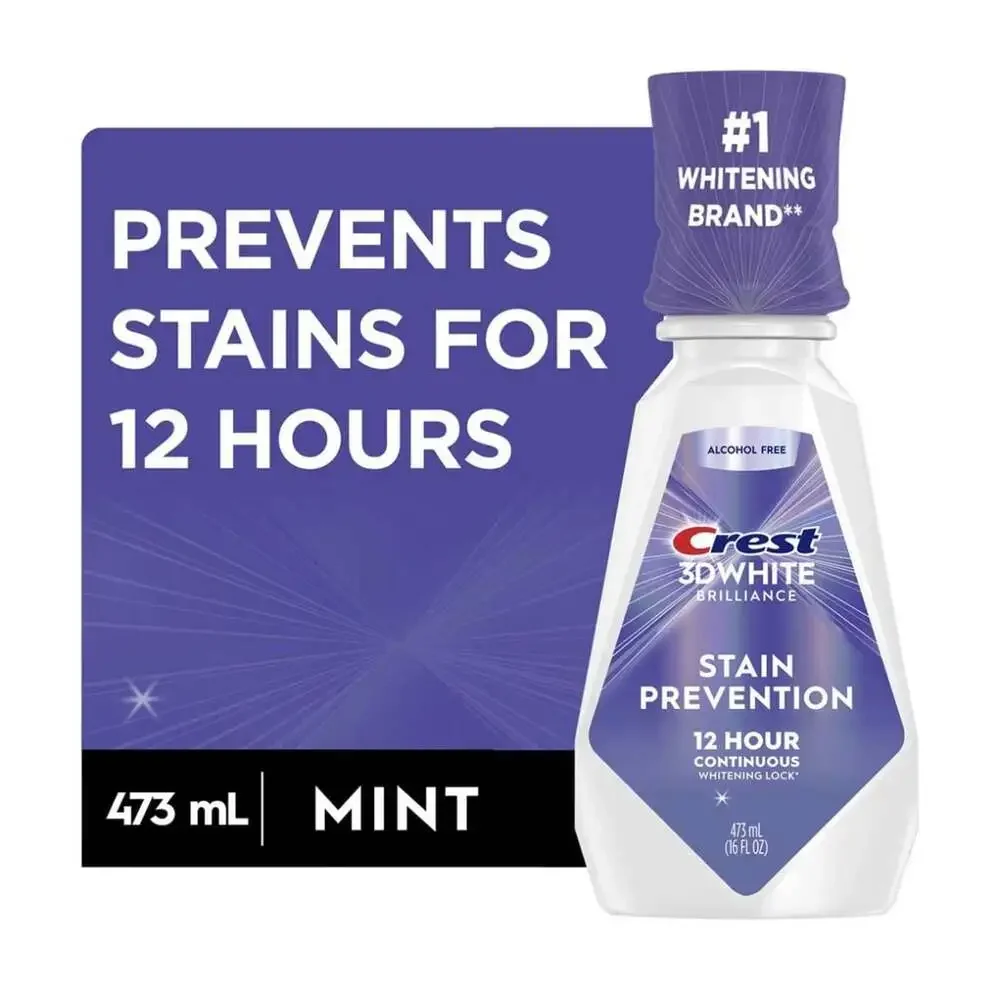 Crest 3D White Brilliance Stain Prevention Mouthwash 473mL Mint